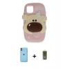 ieg™ iPhone 11 Kılıf Akış Yansıma - Siyah Joko Magic 5D Hayalet Cam + Turuncu Neon Fosforlu Kamera Lens
