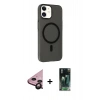MARSİLYAN™- iPhone 11 Kılıf Çekirdek Modern Prime - Siyah 360 Mat Full Body Arka Koruyucu + Raze Metal Kamera Lens - SH