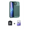 ieg™ iPhone 11 Kılıf Eksen Form Prime - Siyah Bilvis 5in1 5D Magic Hayalet Cam Ekran Koruyucu + Siyah PVD Metal Kamera Lens