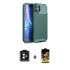 ieg™ iPhone 11 Kılıf Eksen Form Prime - Siyah Buffer Cam Ekran Koruyucu + Siyah PVD Metal Kamera Lens