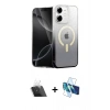 ieg™ iPhone 11 Kılıf Eksen Minimal Özel Seri - Siyah 3D Antistatik Cam Ekran Koruyucu + Şeffaf Kamera Lens Koruma Cam