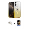 ieg™ iPhone 11 Kılıf Eksen Minimal Özel Seri - Siyah Buffer Hayalet Cam Ekran Koruyucu + Gold Pers Alüminyum Kamera Lens