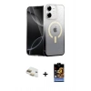 ieg™ iPhone 11 Kılıf Eksen Minimal Özel Seri - Siyah Buffer Hayalet Cam Ekran Koruyucu + Gold Pers Alüminyum Kamera Lens
