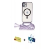 ieg™ iPhone 11 Kılıf Eksen Özel Seri - Siyah 3D Antistatik Seramik Nano Ekran Koruyucu + Kırmızı Rainbow Kamera Lens Koruma Cam