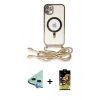 ieg™ iPhone 11 Kılıf Eksen Özel Seri - Siyah Buffer Cam Ekran Koruyucu + Mavi Raze Metal Kamera Lens