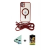 ieg™ iPhone 11 Kılıf Eksen Özel Seri - Siyah Buffer Cam Ekran Koruyucu + Mavi Raze Metal Kamera Lens