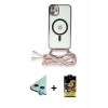ieg™ iPhone 11 Kılıf Eksen Özel Seri - Siyah Buffer Cam Ekran Koruyucu + Mavi Raze Metal Kamera Lens