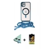 ieg™ iPhone 11 Kılıf Eksen Özel Seri - Siyah Buffer Cam Ekran Koruyucu + Mavi Raze Metal Kamera Lens