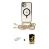 ieg™ iPhone 11 Kılıf Eksen Özel Seri - Siyah Buffer Cam Ekran Koruyucu + Sarı Renkli Kamera Lens Koruma Cam
