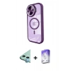 ieg™ iPhone 11 Kılıf Kıvılcım Modern Koleksiyonu - Siyah Bilvis 5in1 3D Magic Cam Ekran Koruyucu + Mavi Raze Metal Kamera Lens