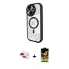 ieg™ iPhone 11 Kılıf Kıvılcım Modern Koleksiyonu - Siyah Buffer Cam Ekran Koruyucu + Kırmızı Pers Alüminyum Kamera Lens