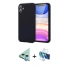 MARSİLYAN™- iPhone 11 Kılıf Kozmos Yansıma Özel Seri - Siyah 3D Antistatik Cam Ekran Koruyucu + Raze Metal Kamera Lens - MI