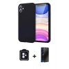 MARSİLYAN™- iPhone 11 Kılıf Kozmos Yansıma Özel Seri - Siyah 3D Antistatik Hayalet Cam Ekran Koruyucu + PVD Metal Kamera Lens - MI