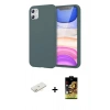 ieg™ iPhone 11 Kılıf Kozmos Yansıma Özel Seri - Siyah Buffer Cam Ekran Koruyucu + Sarı Renkli Kamera Lens Koruma Cam