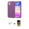 ieg™ iPhone 11 Kılıf Kozmos Yansıma Özel Seri - Siyah Buffer Cam Ekran Koruyucu + Sarı Renkli Kamera Lens Koruma Cam