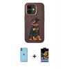 ieg™ iPhone 11 Kılıf Nova Form Koleksiyonu - Siyah Buffer Hayalet Cam Ekran Koruyucu + Mavi Neon Fosforlu Kamera Lens