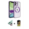 ieg™ iPhone 11 Kılıf Nova Işık Özel Seri - Siyah Buffer Cam Ekran Koruyucu + Kırmızı Raze Metal Kamera Lens
