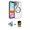 ieg™ iPhone 11 Kılıf Nova Işık Özel Seri - Siyah Buffer Cam Ekran Koruyucu + Kırmızı Raze Metal Kamera Lens