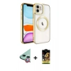 ieg™ iPhone 11 Kılıf Nova Işık Özel Seri - Siyah Buffer Cam Ekran Koruyucu + Kırmızı Raze Metal Kamera Lens