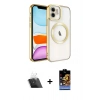 ieg™ iPhone 11 Kılıf Nova Işık Özel Seri - Siyah Buffer Hayalet Cam Ekran Koruyucu + Şeffaf Kamera Lens Koruma Cam