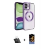 ieg™ iPhone 11 Kılıf Nova Işık Özel Seri - Siyah Buffer Hayalet Cam Ekran Koruyucu + Şeffaf Kamera Lens Koruma Cam