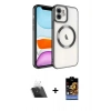ieg™ iPhone 11 Kılıf Nova Işık Özel Seri - Siyah Buffer Hayalet Cam Ekran Koruyucu + Şeffaf Kamera Lens Koruma Cam
