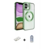 ieg™ iPhone 11 Kılıf Nova Işık Özel Seri - Siyah Joko Magic 5D Cam + Turuncu Renkli Kamera Lens Koruma Cam