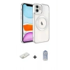 ieg™ iPhone 11 Kılıf Nova Işık Özel Seri - Siyah Joko Magic 5D Cam + Turuncu Renkli Kamera Lens Koruma Cam