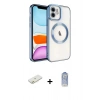 ieg™ iPhone 11 Kılıf Nova Işık Özel Seri - Siyah Joko Magic 5D Cam + Turuncu Renkli Kamera Lens Koruma Cam