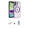 ieg™ iPhone 11 Kılıf Nova Işık Özel Seri - Siyah Joko Magic 5D Cam + Turuncu Renkli Kamera Lens Koruma Cam