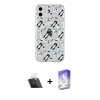 ieg™ iPhone 11 Kılıf Pusula Form - Siyah Bilvis 5in1 3D Magic Cam Ekran Koruyucu + Şeffaf Kamera Lens Koruma Cam