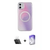 ieg™ iPhone 11 Kılıf Pusula Form - Siyah Bilvis 5in1 3D Magic Cam Ekran Koruyucu + Şeffaf Kamera Lens Koruma Cam
