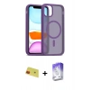 ieg™ iPhone 11 Kılıf Siluet Minimal Prime - Siyah Bilvis 5in1 3D Magic Cam Ekran Koruyucu + Kırmızı Rainbow Kamera Lens Koruma Cam