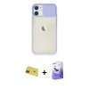 ieg™ iPhone 11 Kılıf Vadi Çizgi - Siyah Bilvis 5in1 5D Magic Hayalet Cam Ekran Koruyucu + Kırmızı Rainbow Kamera Lens Koruma Cam