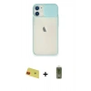ieg™ iPhone 11 Kılıf Vadi Çizgi - Siyah Joko Magic 5D Hayalet Cam + Kırmızı Rainbow Kamera Lens Koruma Cam