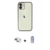 ieg™ iPhone 11 Kılıf Vadi Minimal - Siyah Joko Magic 5D Cam + Yeşil Pers Alüminyum Kamera Lens