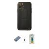ieg™ iPhone 11 Pro Kılıf Akış Doku - Siyah Polymer Nano Ekran Koruyucu + Mavi Shine Kamera Lens Koruma Cam