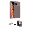 ieg™ iPhone 11 Pro Kılıf Eksen Form Prime - Siyah 3D Antistatik Mat Seramik Nano Ekran Koruyucu + Pembe Renkli Kamera Lens Koruma Cam