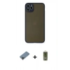 ieg™ iPhone 11 Pro Max Kılıf Ahenk Çizgi Serisi - Siyah Joko Magic 5D Hayalet Cam + Siyah Metal Kamera Lens Koruma Cam