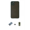 ieg™ iPhone 11 Pro Max Kılıf Ahenk Çizgi Serisi - Siyah Joko Magic 5D Hayalet Cam + Siyah Metal Kamera Lens Koruma Cam