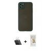 ieg™ iPhone 11 Pro Max Kılıf Ahenk Çizgi Serisi - Siyah Mat Seramik Nano Ekran Koruyucu + Şeffaf Kamera Lens Koruma Cam