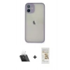 ieg™ iPhone 11 Pro Max Kılıf Ahenk Çizgi Serisi - Siyah Mat Seramik Nano Ekran Koruyucu + Şeffaf Kamera Lens Koruma Cam