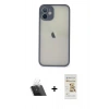 ieg™ iPhone 11 Pro Max Kılıf Ahenk Çizgi Serisi - Siyah Mat Seramik Nano Ekran Koruyucu + Şeffaf Kamera Lens Koruma Cam