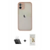 ieg™ iPhone 11 Pro Max Kılıf Ahenk Çizgi Serisi - Siyah Mat Seramik Nano Ekran Koruyucu + Şeffaf Kamera Lens Koruma Cam