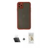 ieg™ iPhone 11 Pro Max Kılıf Ahenk Çizgi Serisi - Siyah Mat Seramik Nano Ekran Koruyucu + Şeffaf Kamera Lens Koruma Cam