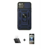 ieg™ iPhone 11 Pro Max Kılıf Ahenk Klasik - Siyah 34D Hayalet Izgaralı Cam + Şeffaf Kamera Lens Koruma Cam