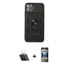 ieg™ iPhone 11 Pro Max Kılıf Ahenk Klasik - Siyah 34D Hayalet Izgaralı Cam + Şeffaf Kamera Lens Koruma Cam