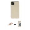 ieg™ iPhone 11 Pro Max Kılıf Ahenk Serisi - Siyah 6D Mat Seramik Hayalet Nano Ekran Koruyucu + Turuncu Renkli Kamera Lens Koruma Cam