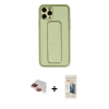 ieg™ iPhone 11 Pro Max Kılıf Akış Doku - Siyah 6D Mat Seramik Hayalet Nano Ekran Koruyucu + Kırmızı Pers Alüminyum Kamera Lens