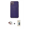 ieg™ iPhone 11 Pro Max Kılıf Akış Doku - Siyah 6D Mat Seramik Hayalet Nano Ekran Koruyucu + Kırmızı Pers Alüminyum Kamera Lens